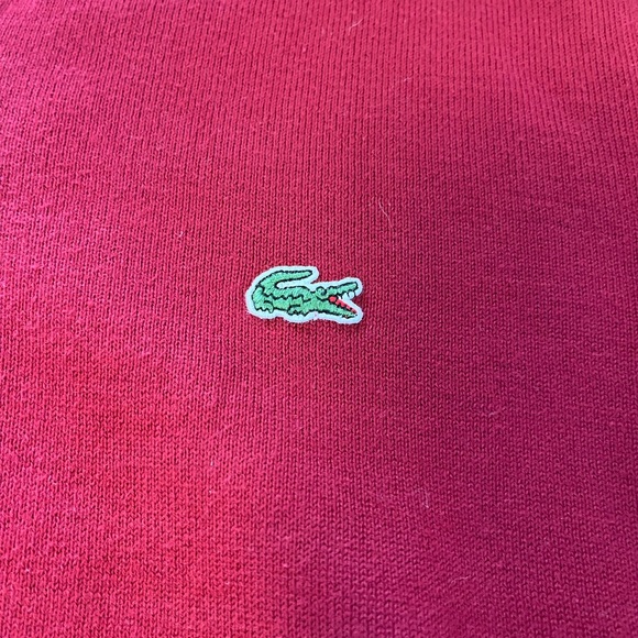 Men's Lacoste Long Sleeve V-Neck Pullover Sweater Red/burgundy 4 100% Cotton - Picture 7 of 7